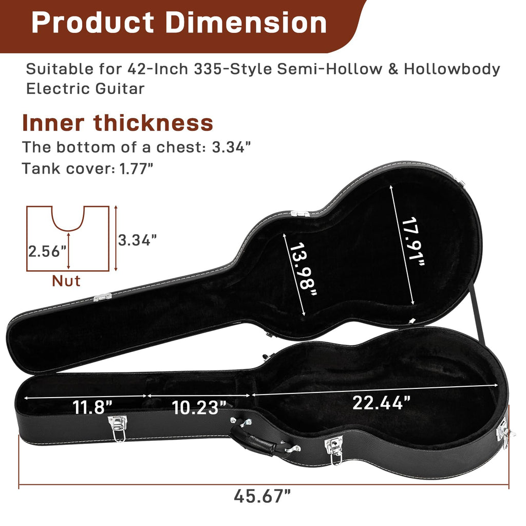 42-Inch Hard Electric Guitar Case with Lock Latch, Black Z493