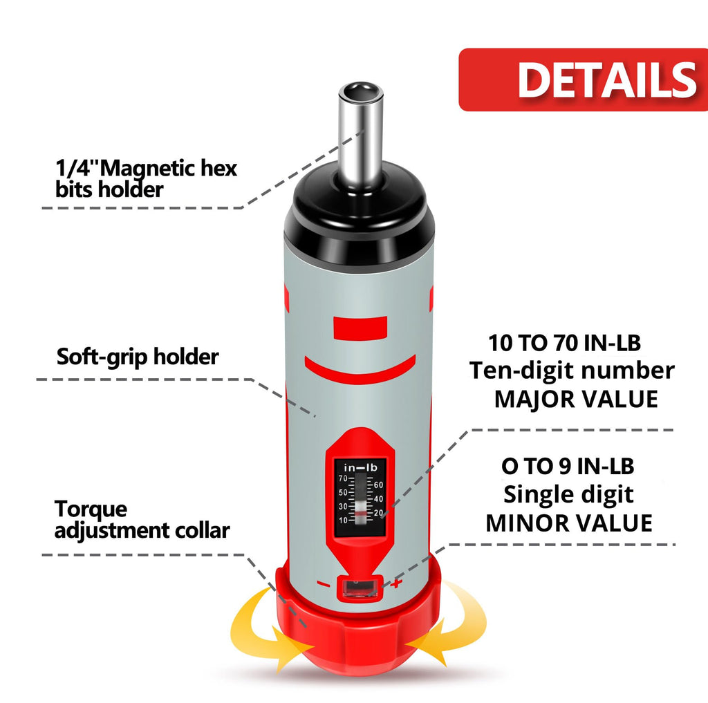 Torque Screwdriver Set 7.91 N·m 1/4" Drive with 40 S2 Bits J7843