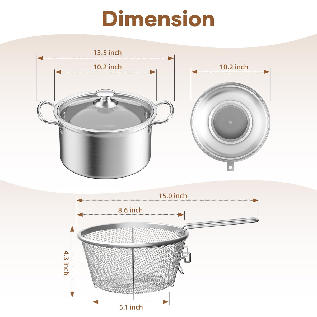 Deep Fryer Pot with Basket 6.3QT J2364