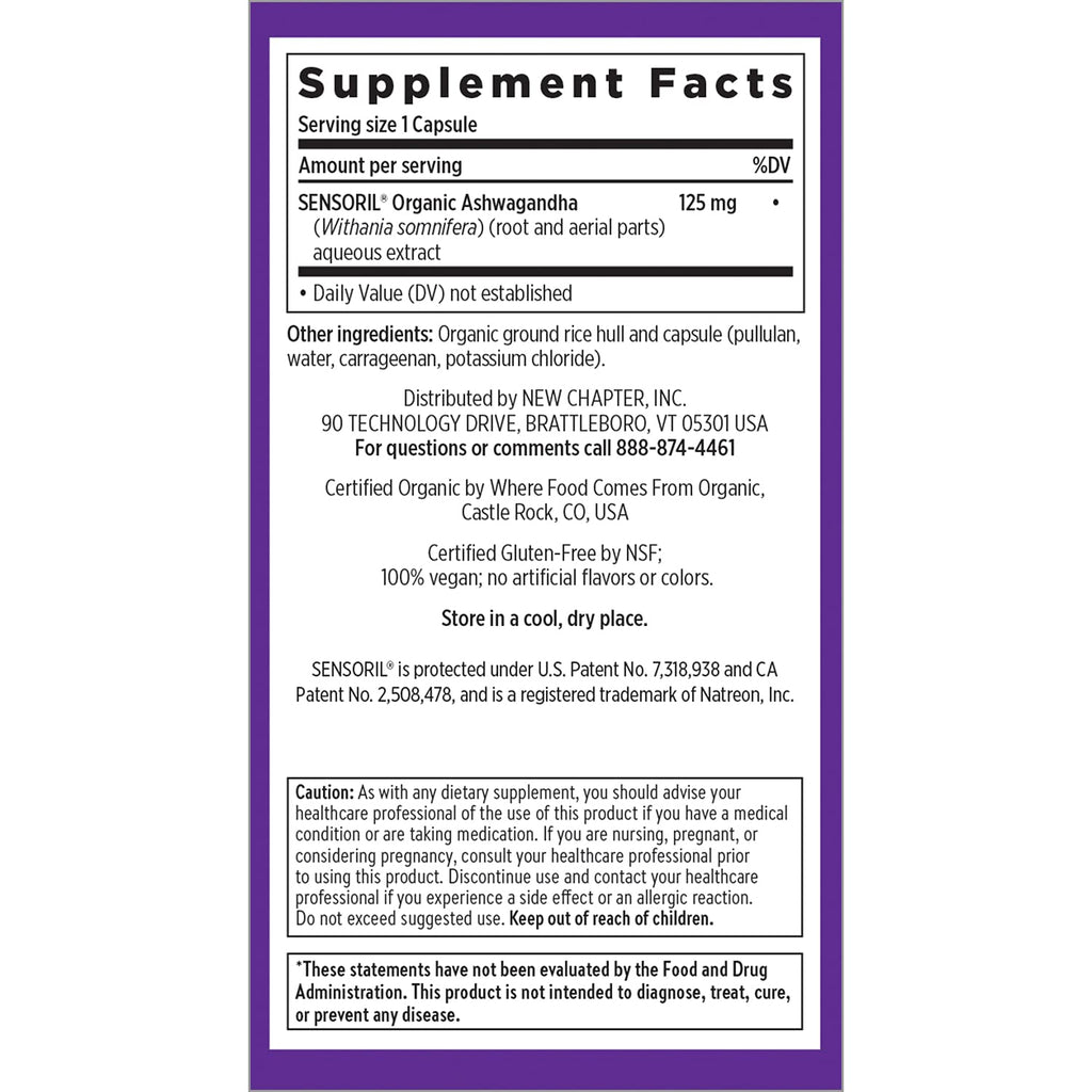 Organic Ashwagandha Supplement, 60 Count W4876
