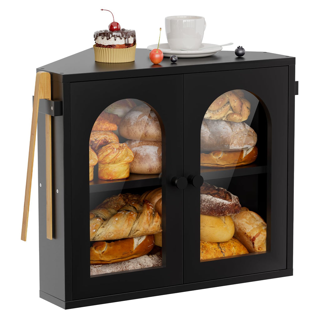 2 Tier Corner Bread Box with Acrylic Door A910
