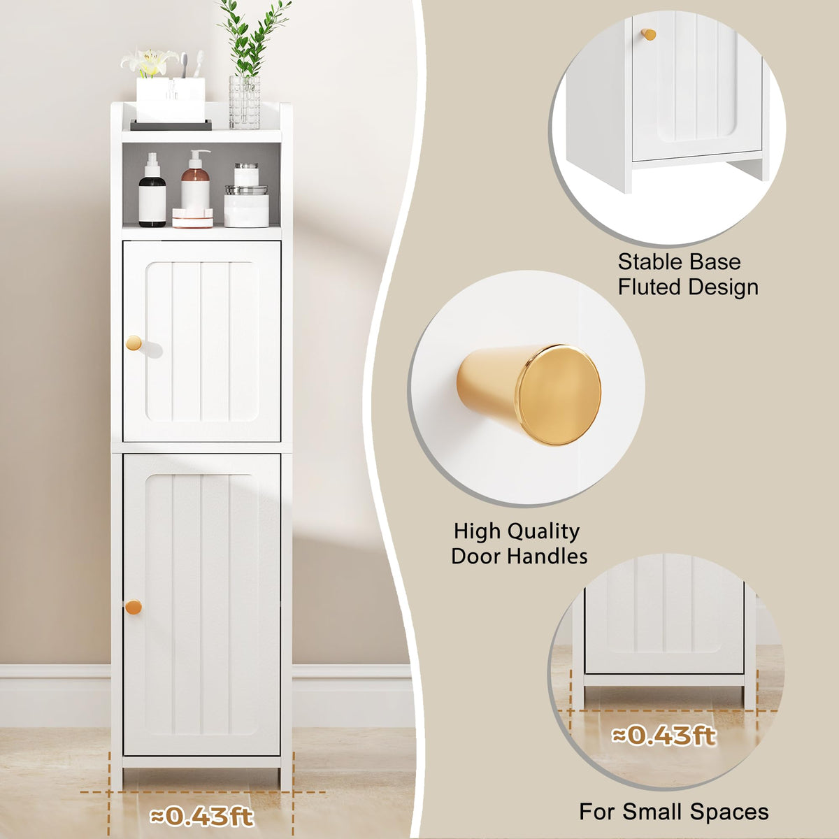 Small 2 Doors Narrow Bathroom Storage Cabinet Z7821