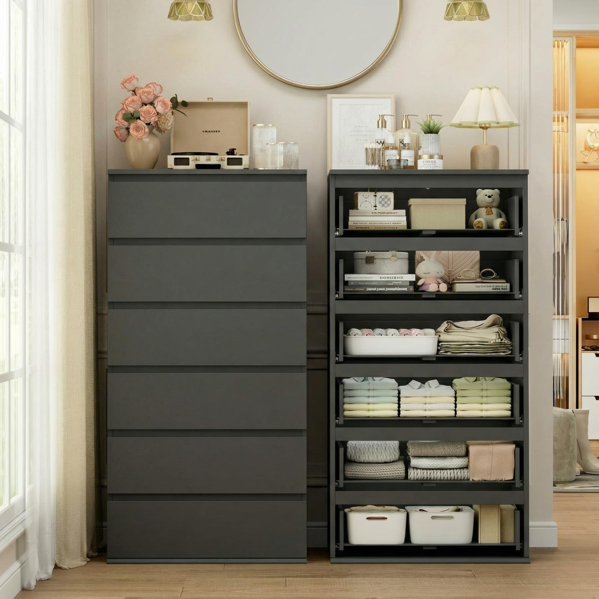 Black 6 Drawer Dresser A33240