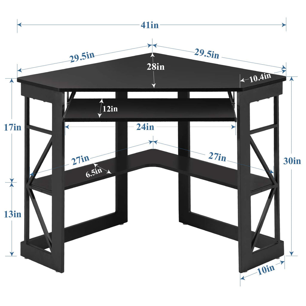 Black Corner Computer Desk with Keyboard Tray O6634