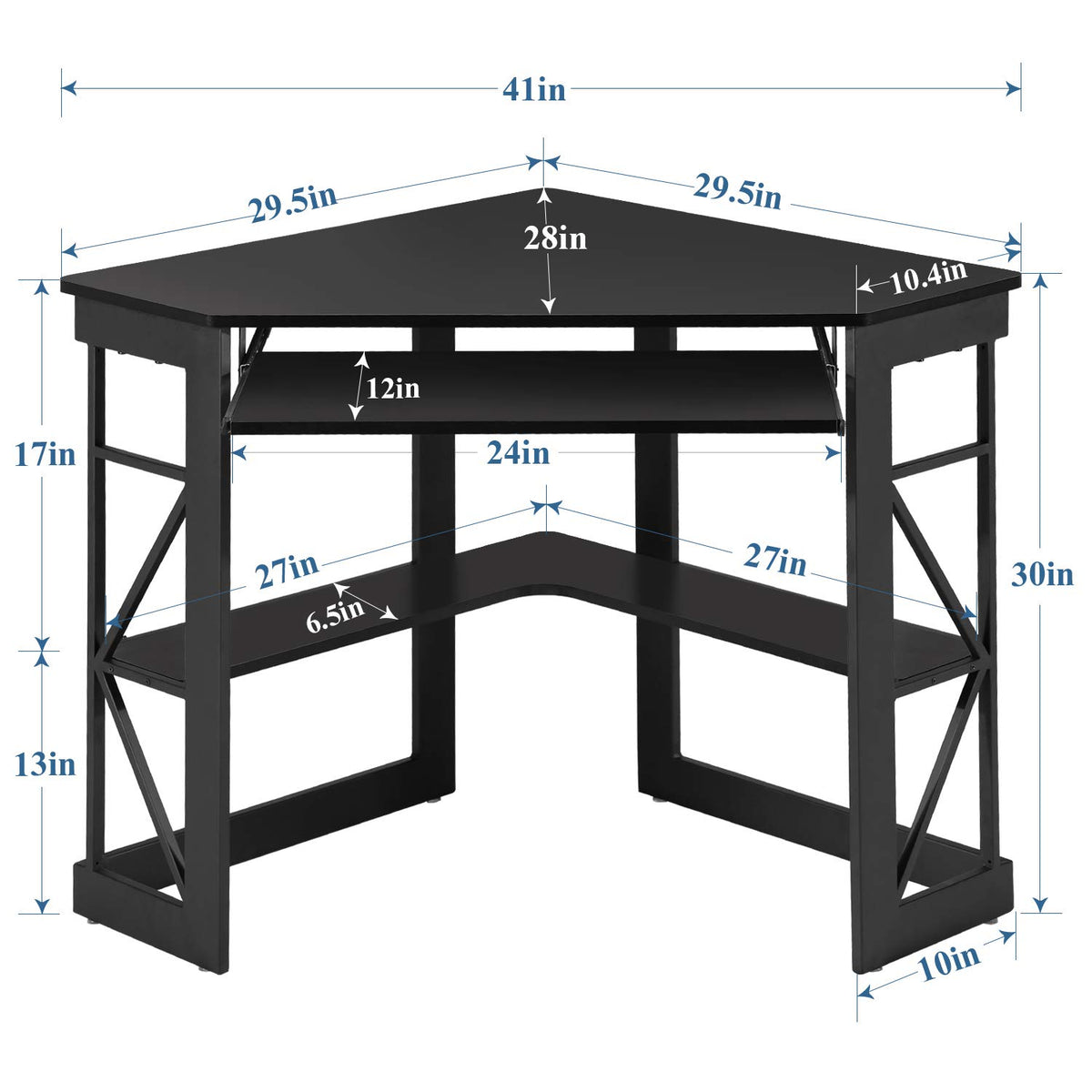 Black Corner Computer Desk with Keyboard Tray O6634
