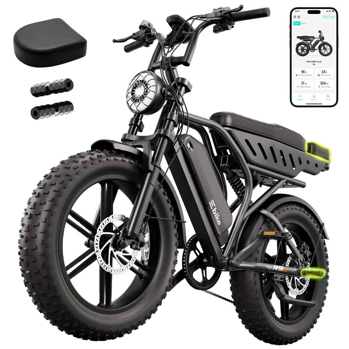 Electric Bike 48V 15Ah Battery 1500W Peak Motor 20 * 4.0 Fat Tire P386098