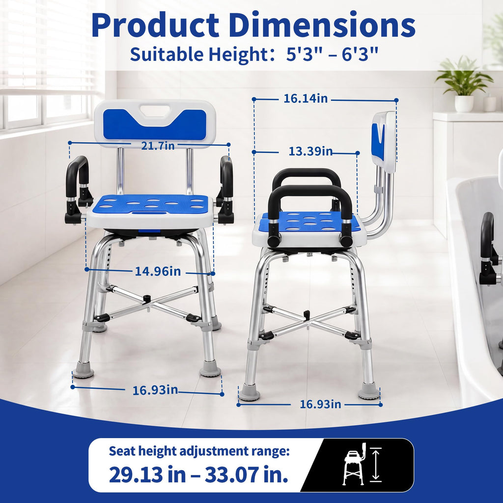 360° Swivel Shower Chair, 500 lbs Capacity, Height Adjustable Q238