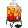 2.5 Gallon Glass Beverage Dispenser with Stand and Stainless Steel Spigot K368