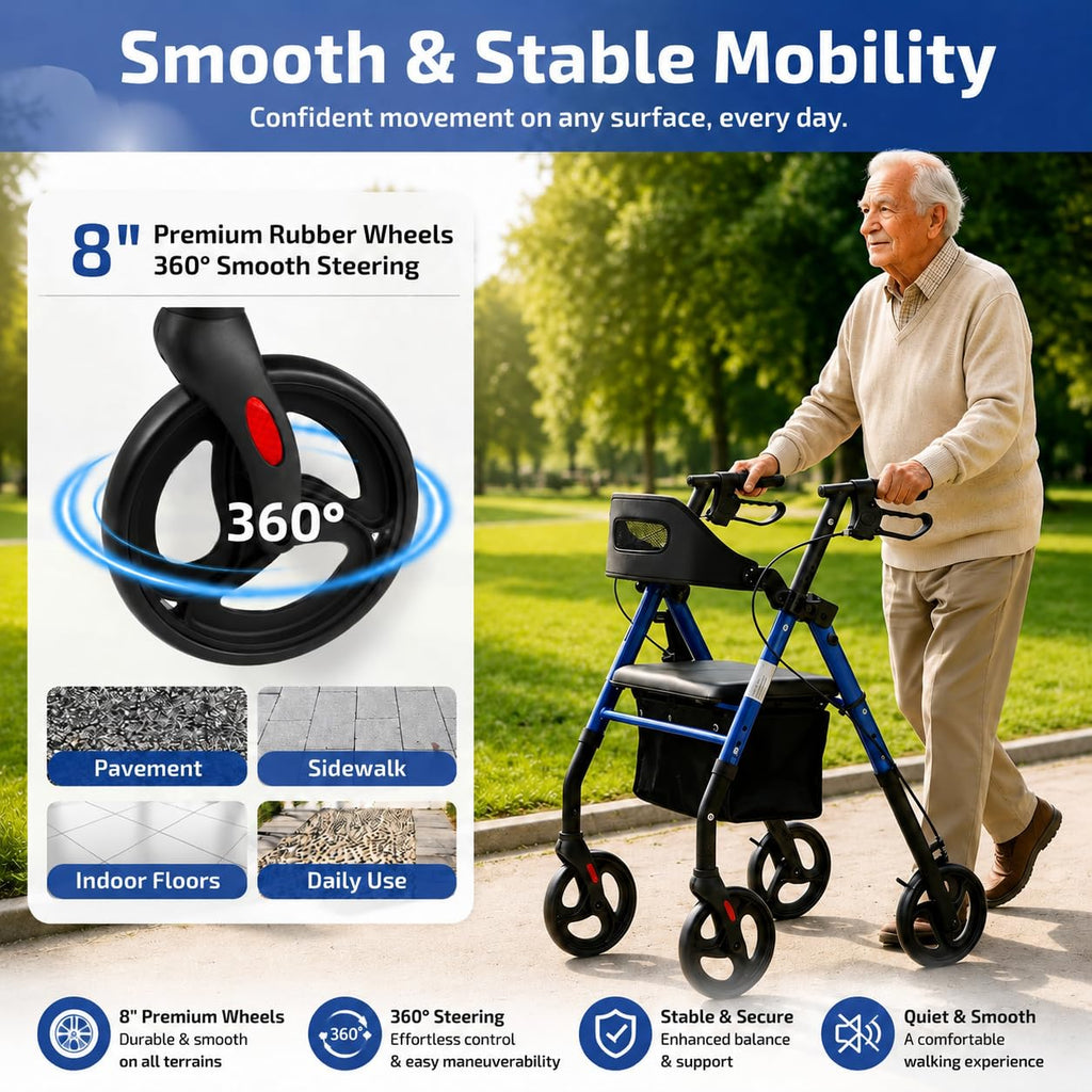 Rollator Walker with Seat 350 lb Capacity T9059