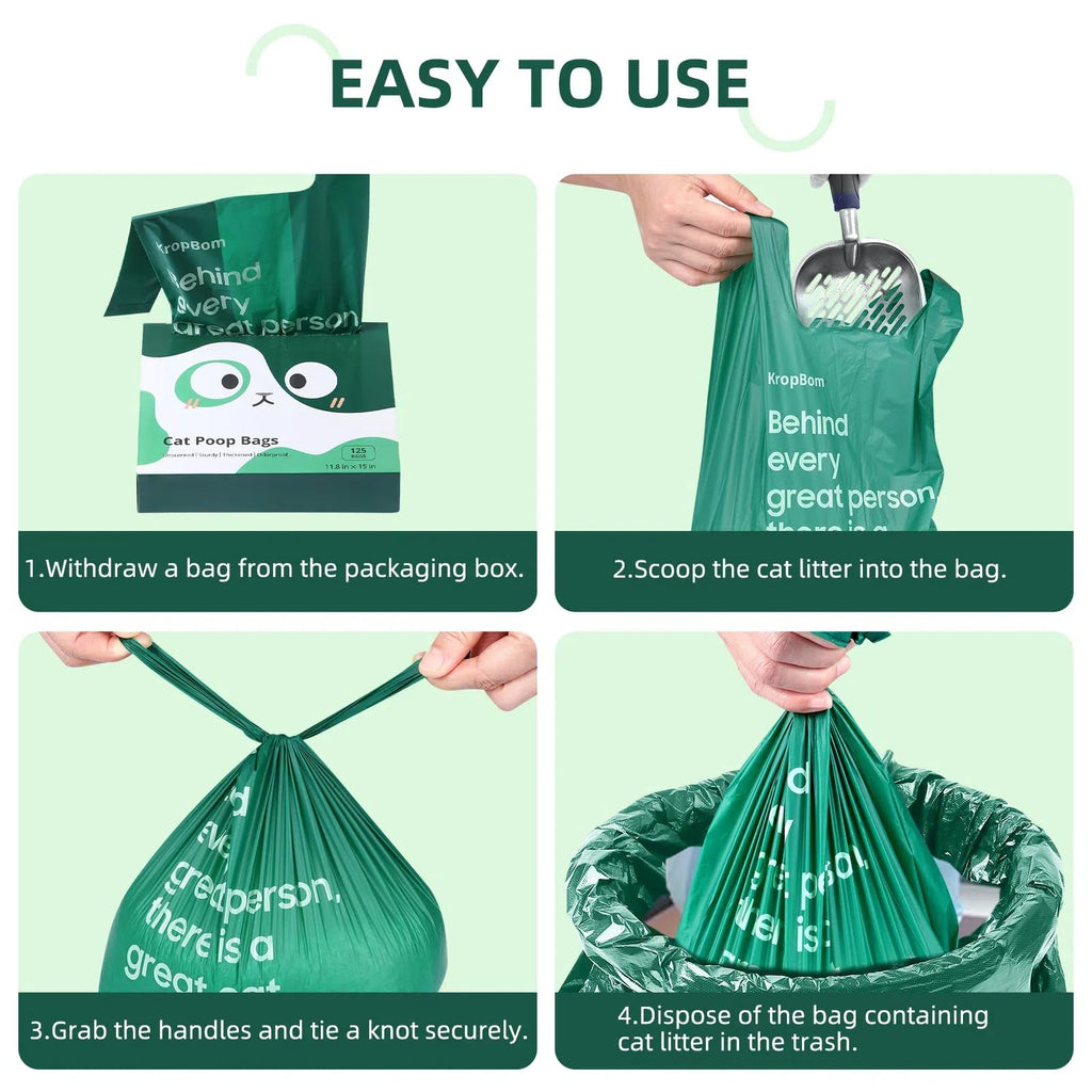 125 Count Large Unscented Cat Poop Bags with Handles I8754