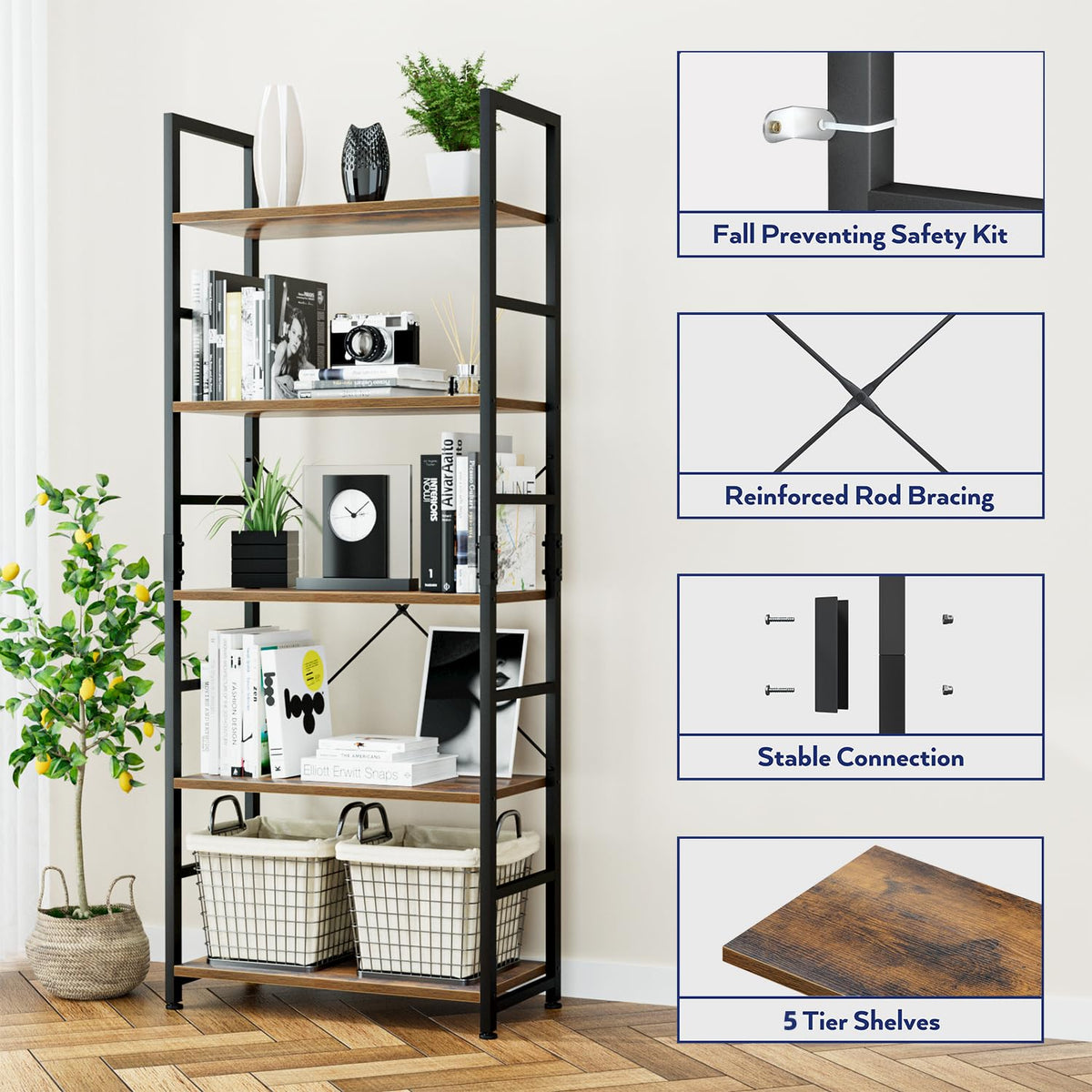 5 Tier Freestanding Bookshelf A44379
