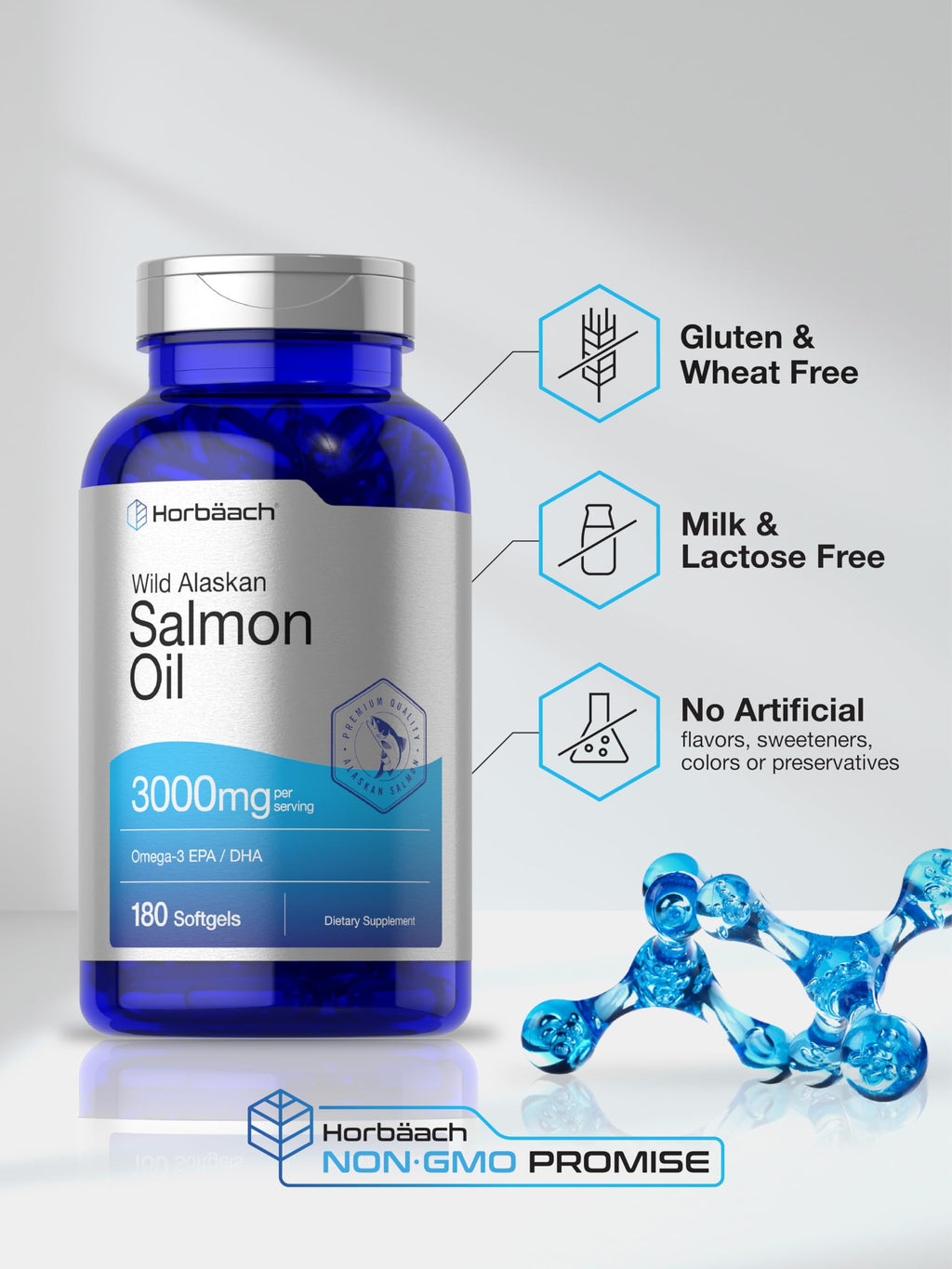 Wild Alaskan Salmon Fish Oil 3000mg 180 Softgel Capsules D888