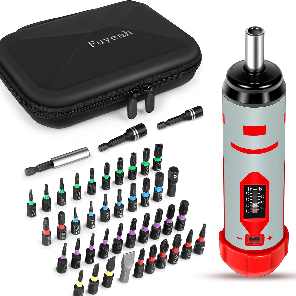 Torque Screwdriver Set 7.91 N·m 1/4" Drive with 40 S2 Bits J7843
