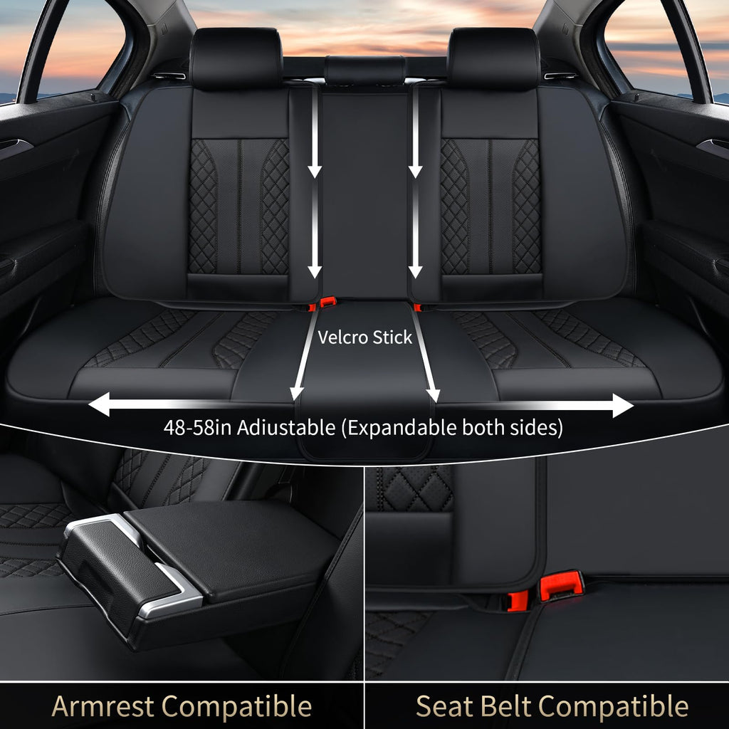 Black Leather Full Set Waterproof Car Seat Covers G461773