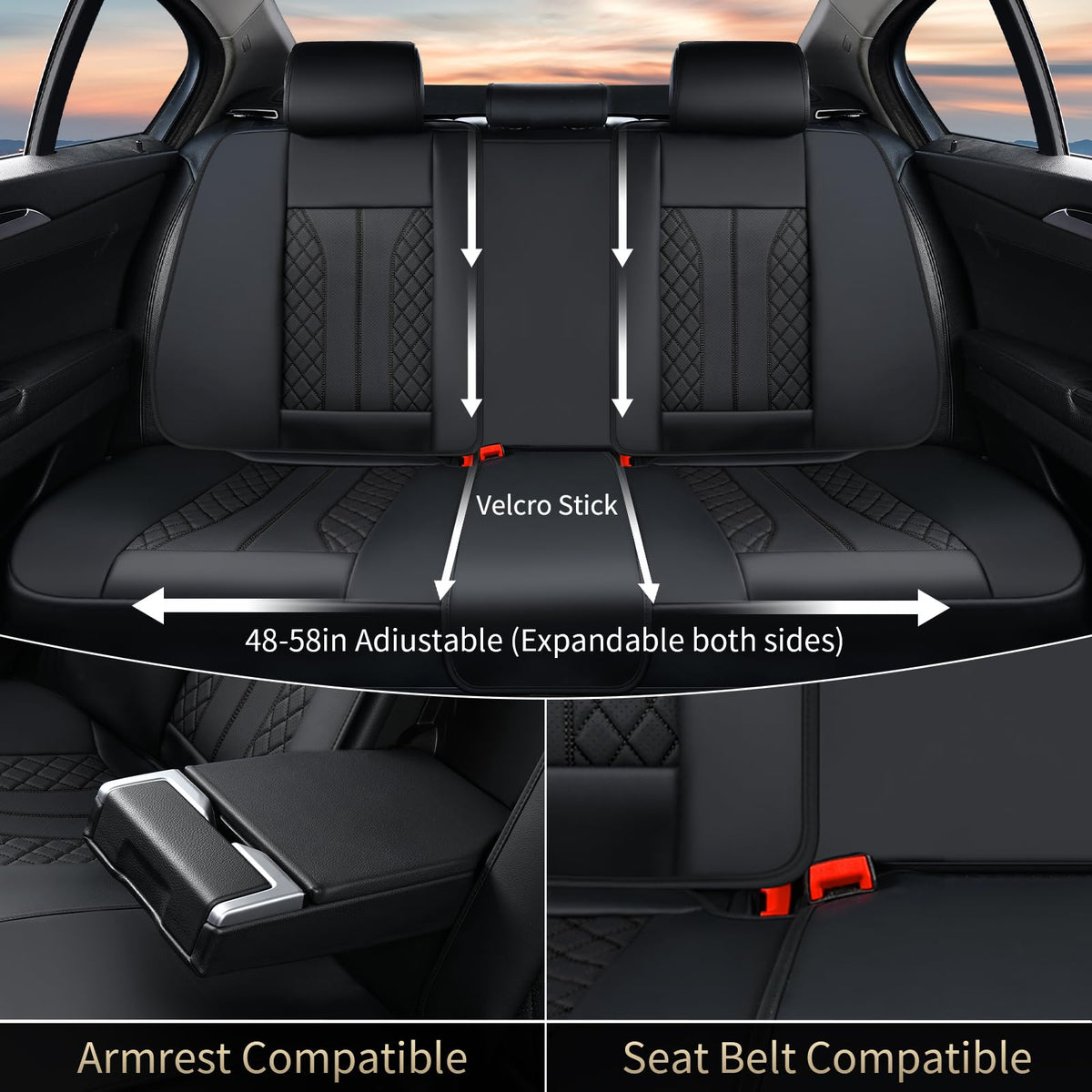Black Leather Full Set Waterproof Car Seat Covers G461773