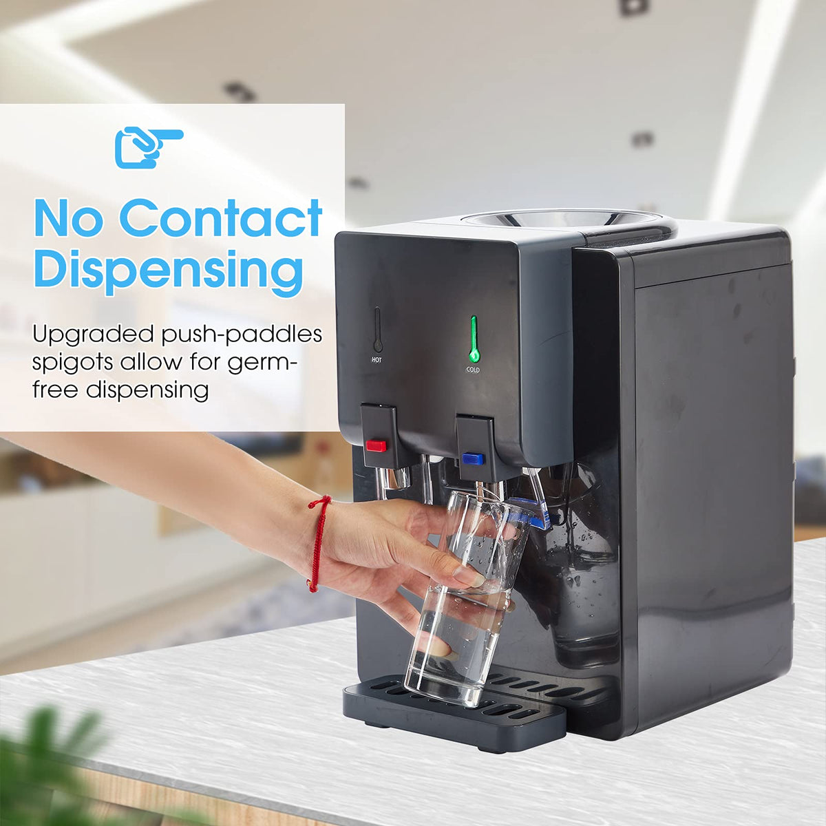 Top Loading Hot and Cold Water Cooler Dispenser, Black L6186