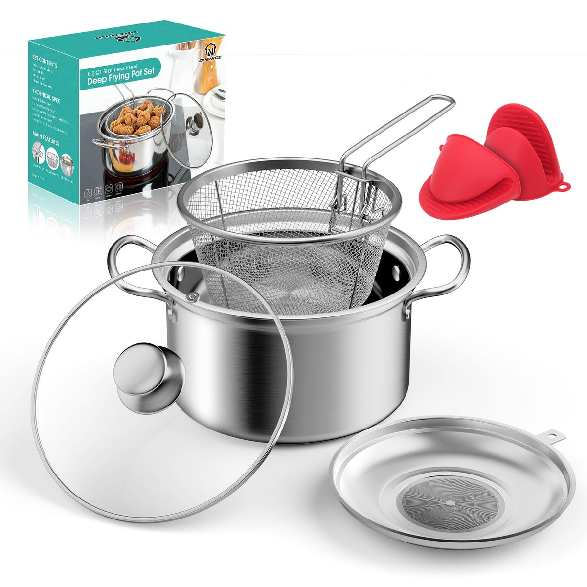 Deep Fryer Pot with Basket 6.3QT J2364
