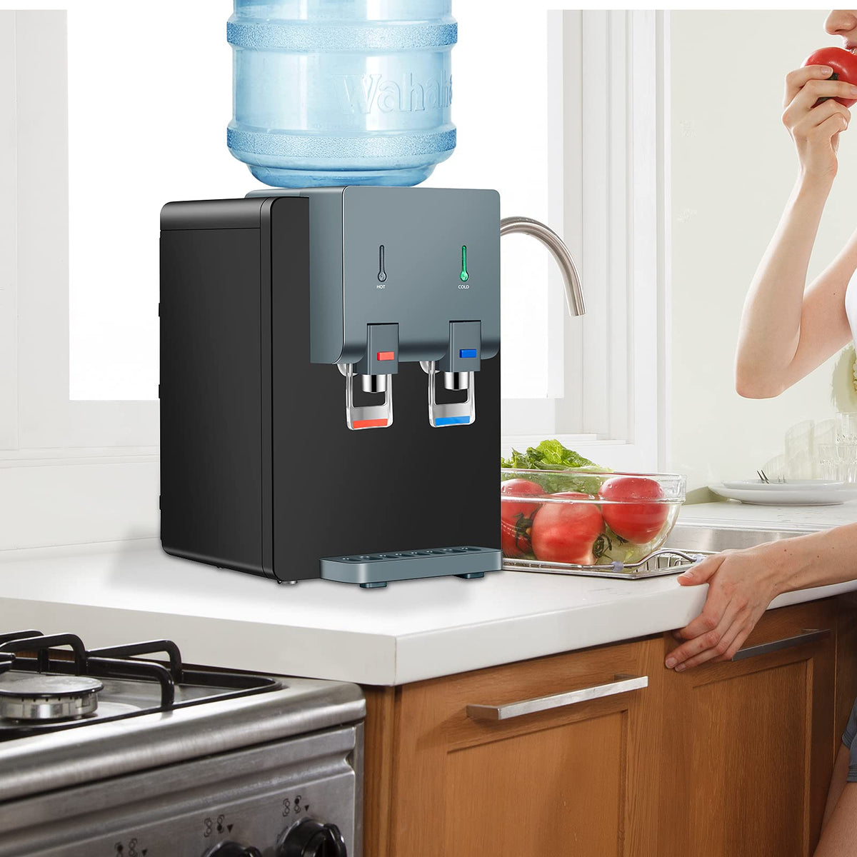 Top Loading Hot and Cold Water Cooler Dispenser, Black L6186
