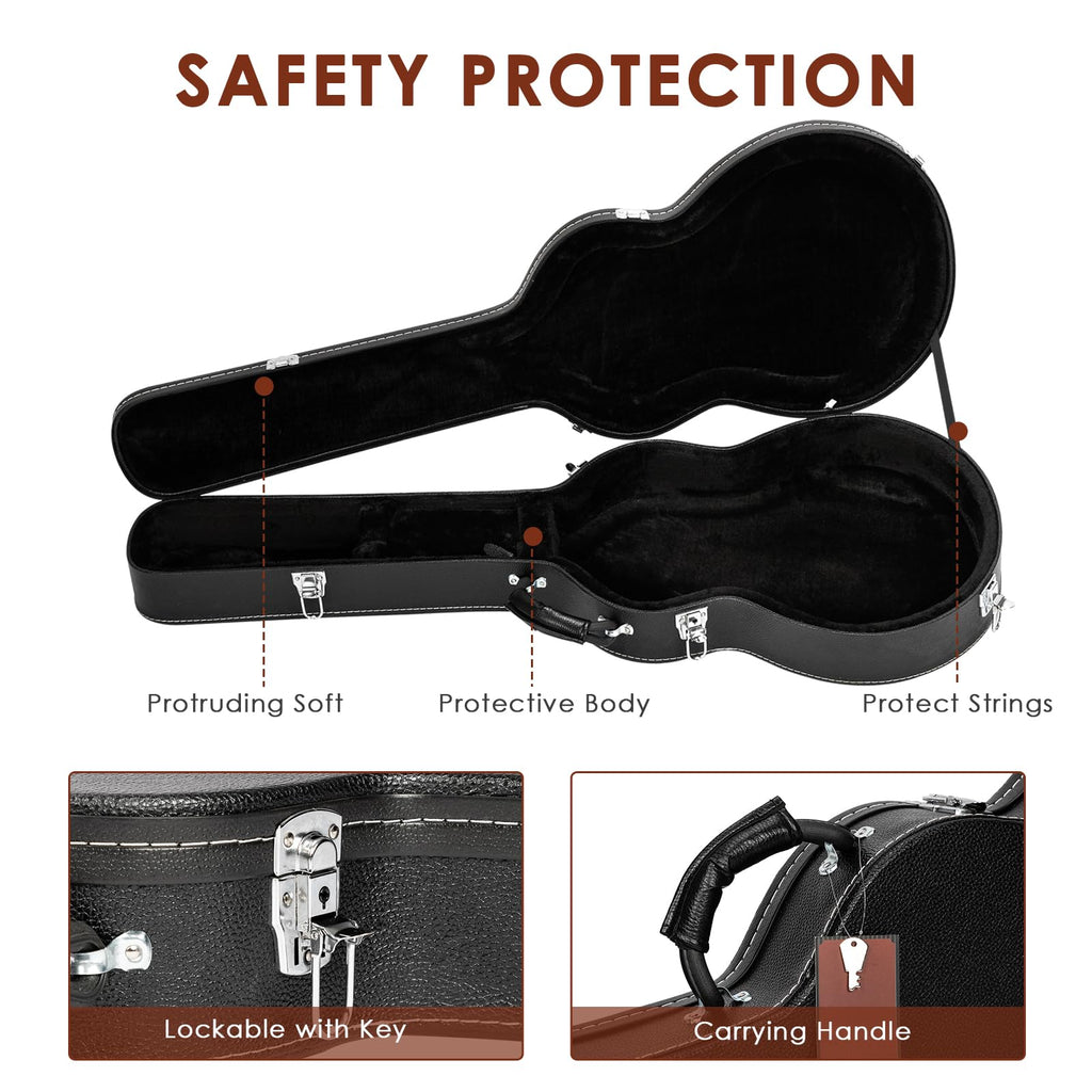 42-Inch Hard Electric Guitar Case with Lock Latch, Black Z493