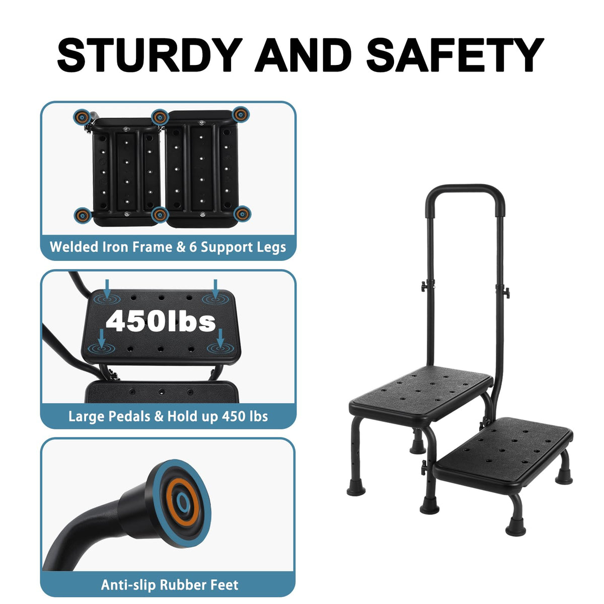 2 Step Stool with Handle and Non-Slip Platform O1572