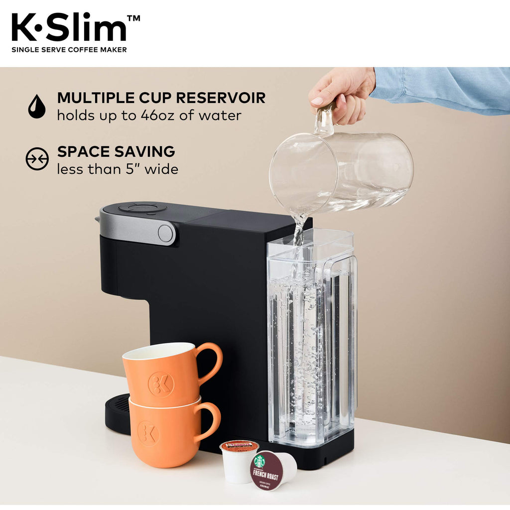 Single Serve K-Cup Pod Coffee Maker, 3 Brew Sizes, 46oz Removable Reservoir, Black O8407