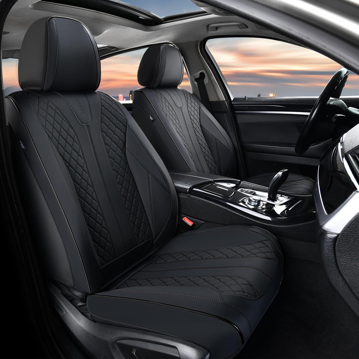 Black Leather Full Set Waterproof Car Seat Covers G461773