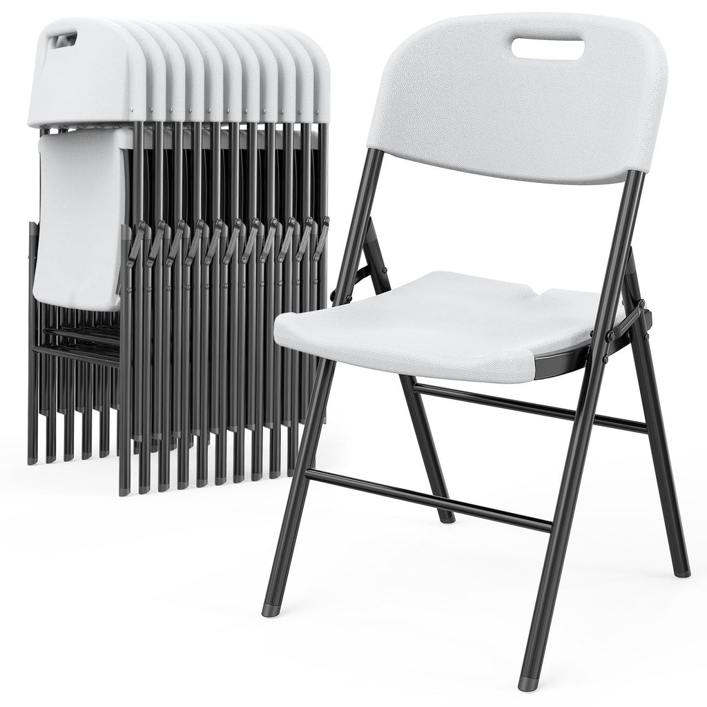 White 10 Pack HDPE Folding Chairs with Steel Frame I862