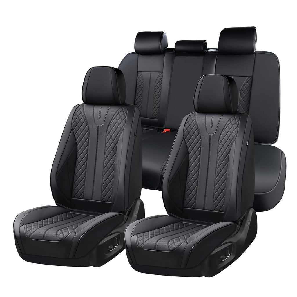 Black Leather Full Set Waterproof Car Seat Covers G461773