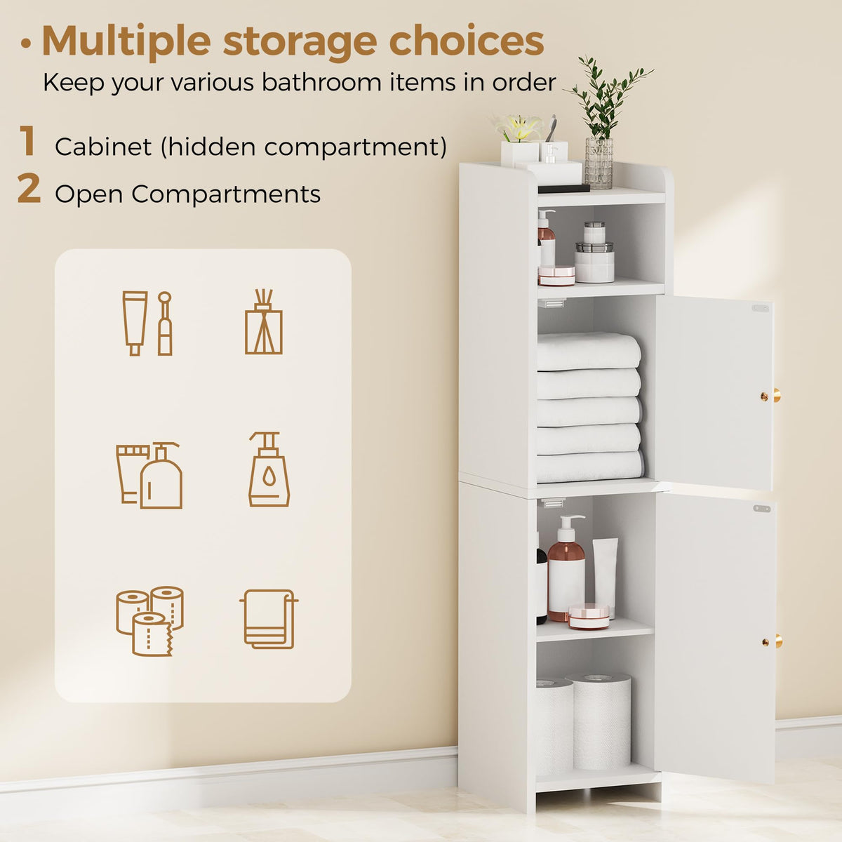 Small 2 Doors Narrow Bathroom Storage Cabinet Z7821