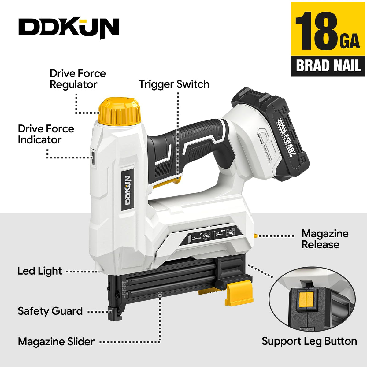 2-in-1 Cordless Brad Nailer Staple Gun with 2 batteries & Charger D59735
