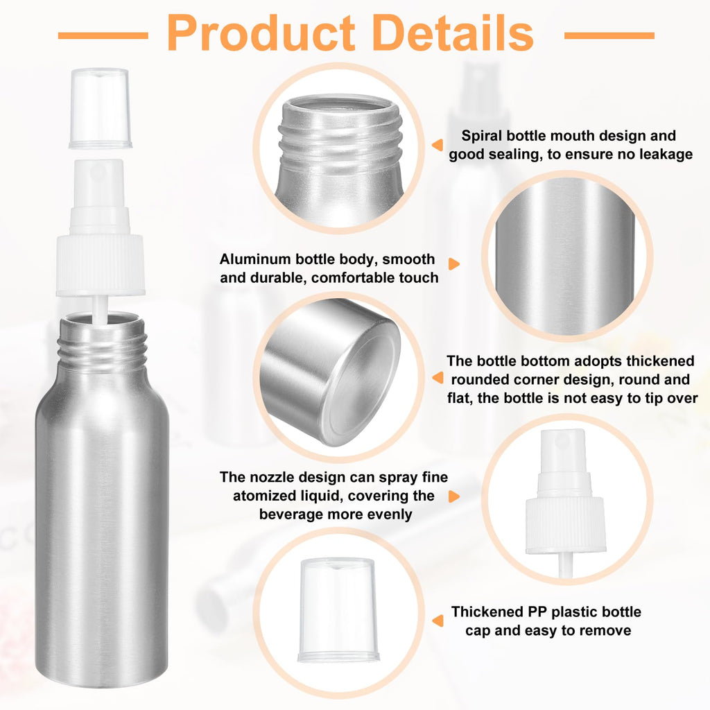 5 Pc 80 ml Aluminum Fine Mist Spray Bottles C5342