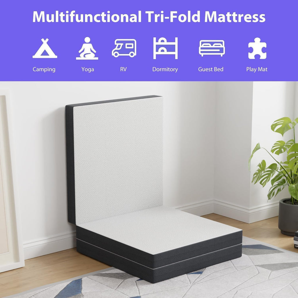 3 inch Tri Fold Memory Foam Mattress with Mesh Cover V26131
