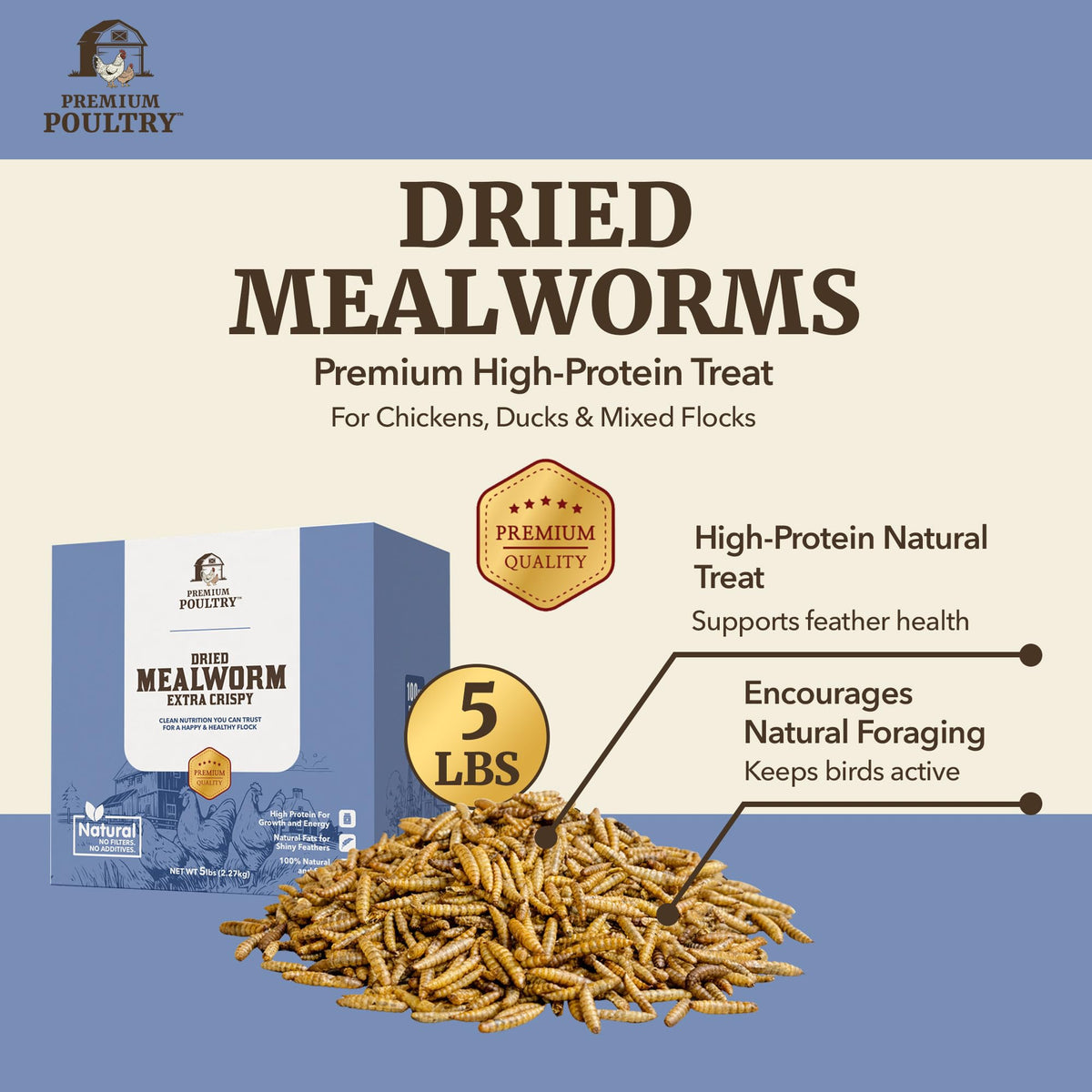 Mealworms for Chickens & Wild Birds, 5lb, 4-Pack D45142