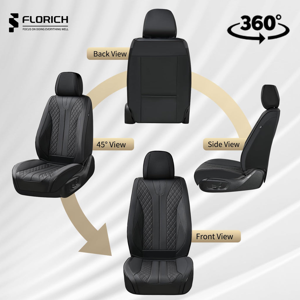 Black Leather Full Set Waterproof Car Seat Covers G461773