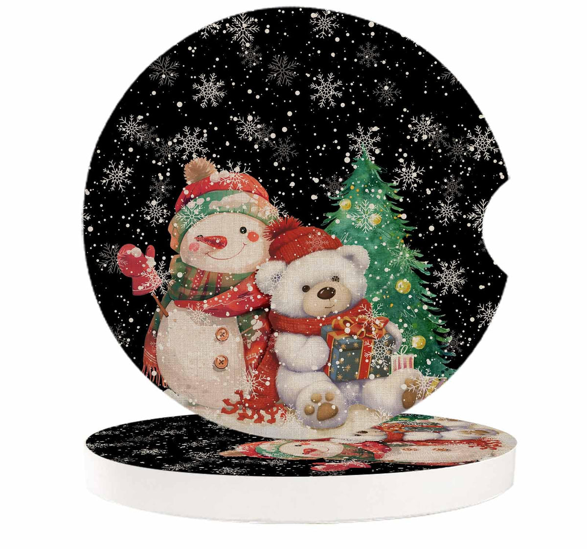 Black Ceramic Car Coasters 2 Piece Set L83178