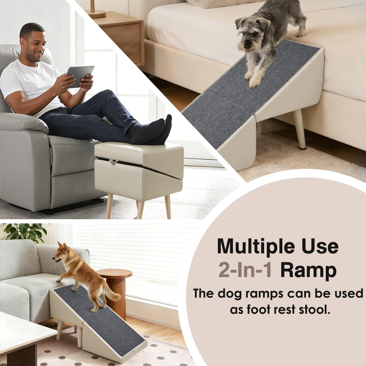 Foldable Non-Slip Wooden Dog Ramp Ottoman Z495
