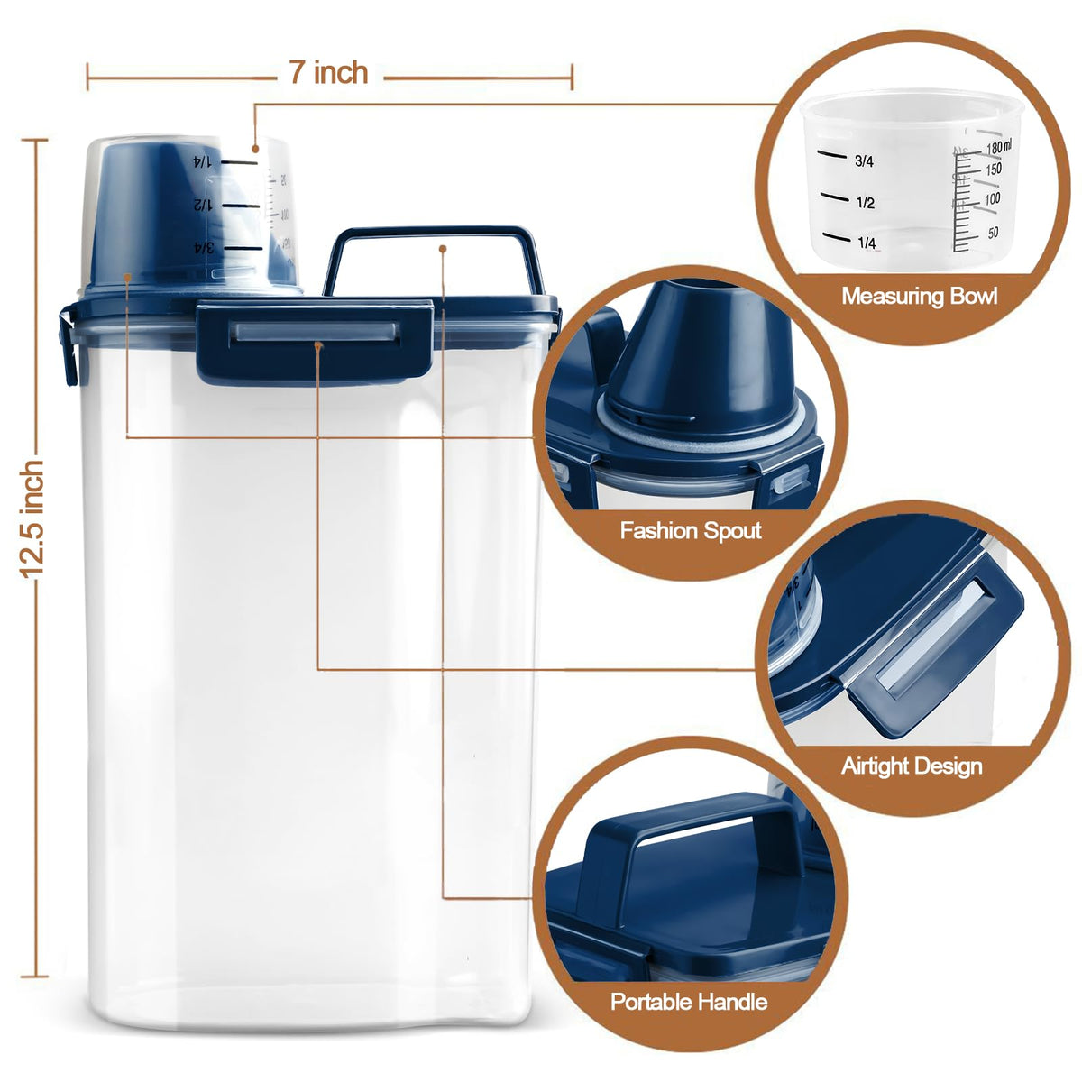 Airtight Pet Food Storage Container with Measuring Cup O12969