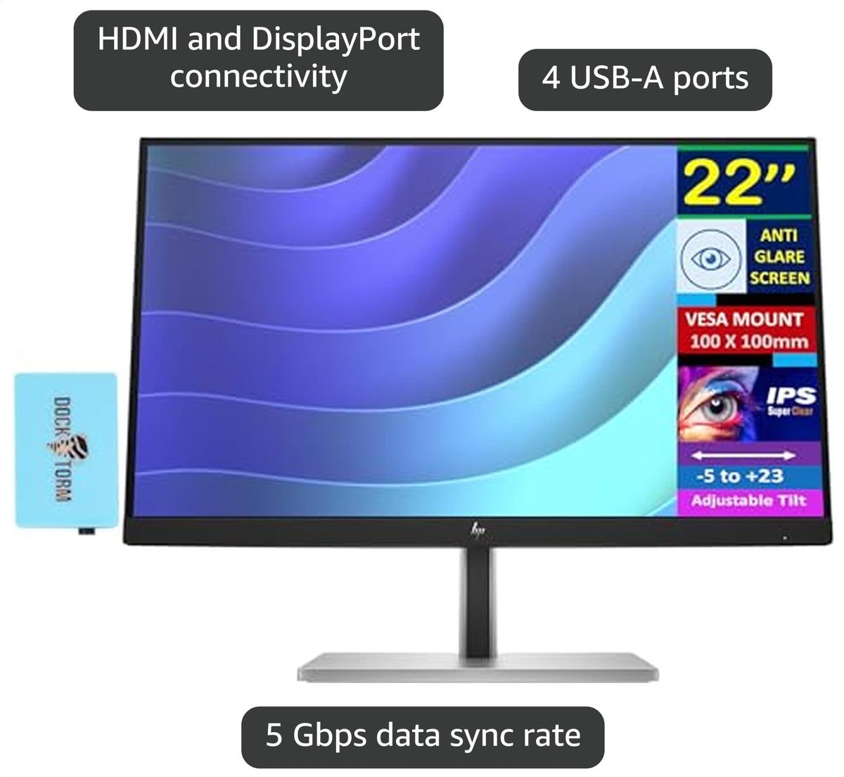 22" FHD VA Monitor with 5ms, Anti Glare, VESA Mount, HDMI, Black W6819