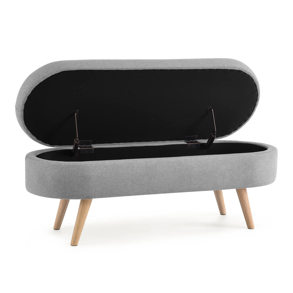 Oval Storage Bench with Rubber Wood Legs Z39340