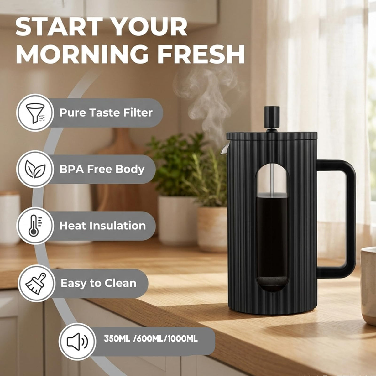 12 oz Heat Resistant Borosilicate Glass French Press K93341