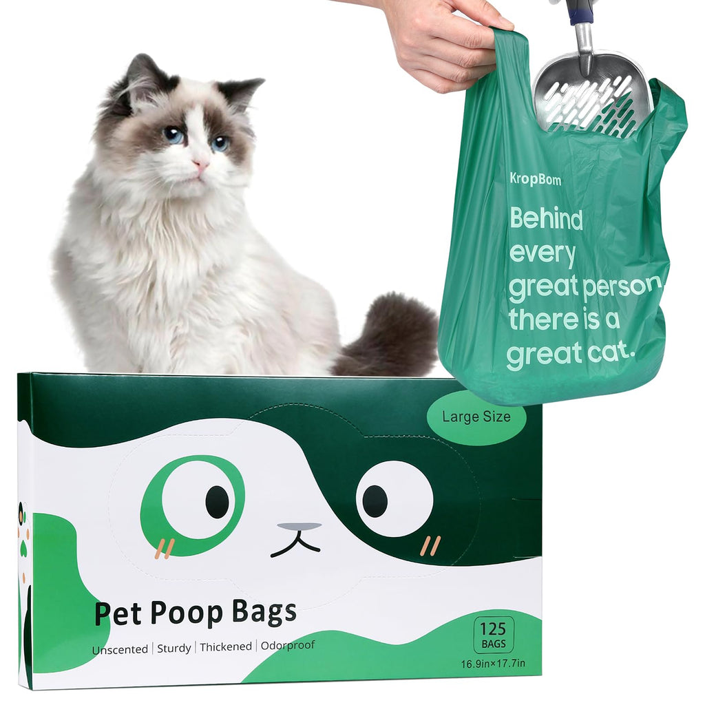 125 Count Large Unscented Cat Poop Bags with Handles I8754