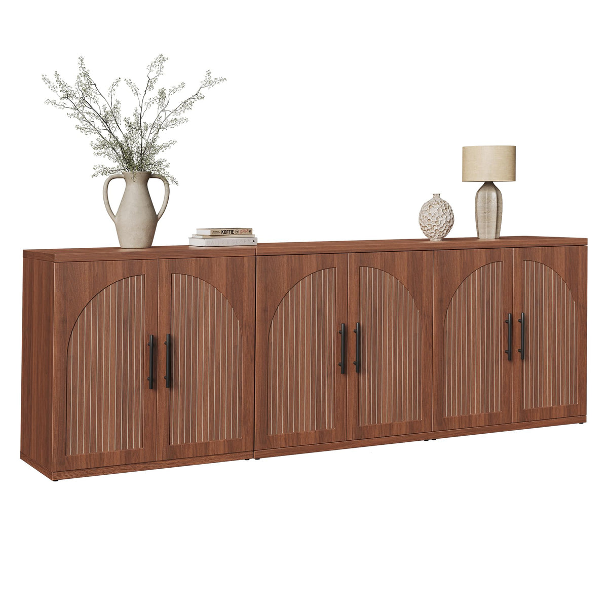 63" Fluted Walnut Credenza with Adjustable Shelf Q80113