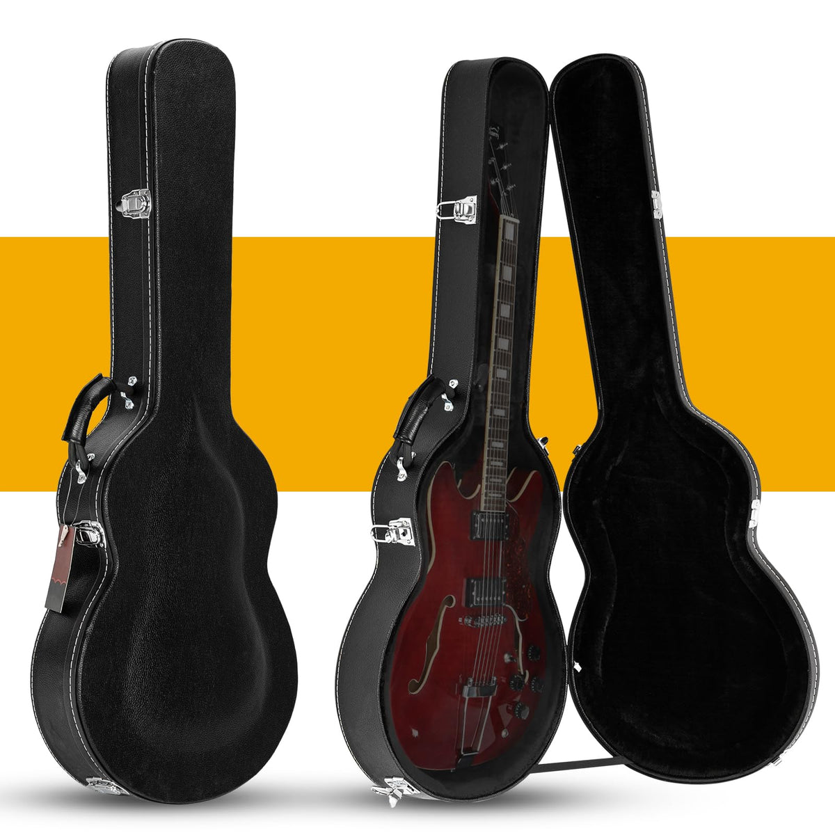 42-Inch Hard Electric Guitar Case with Lock Latch, Black Z493