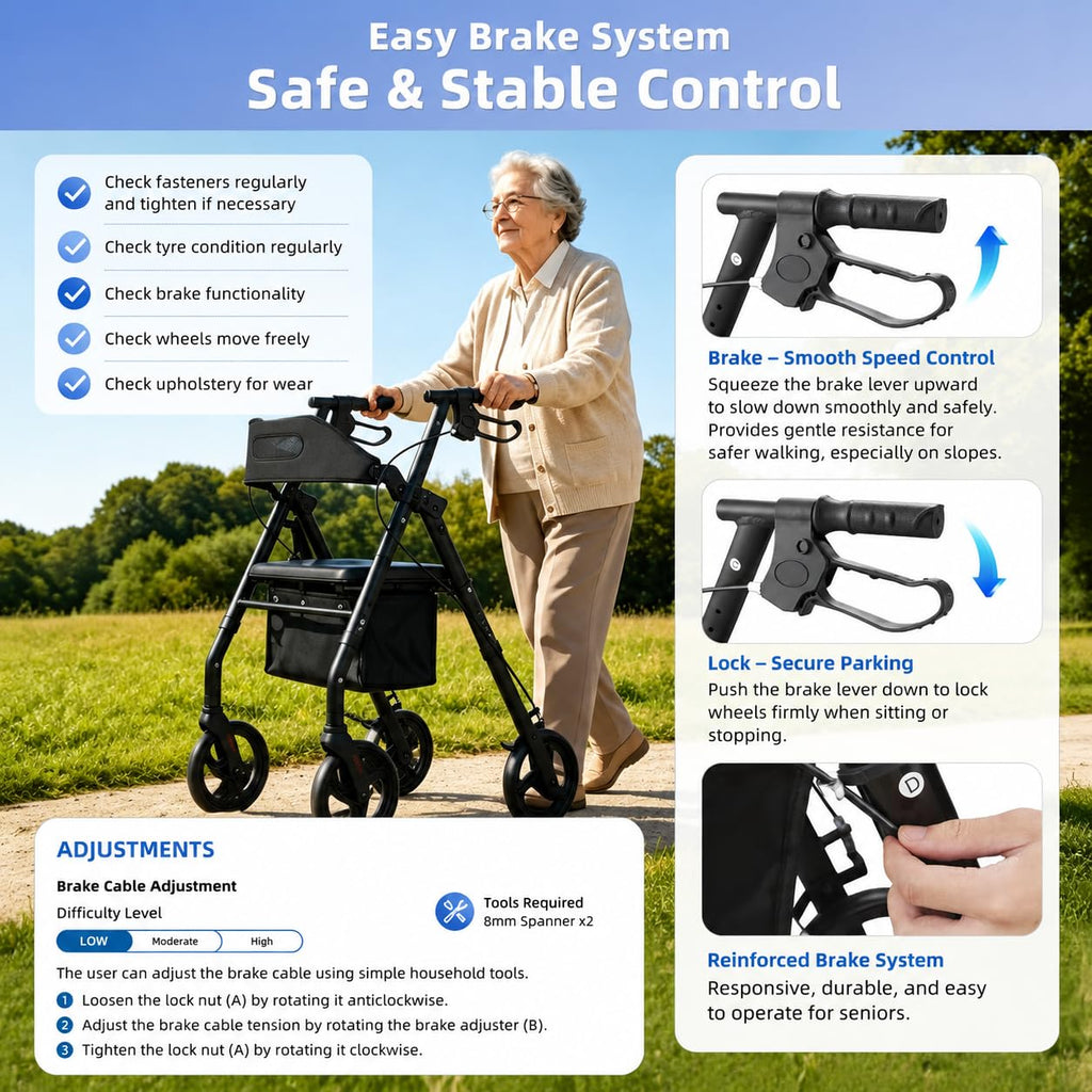 Rollator Walker with Seat 350 lb Capacity T9059