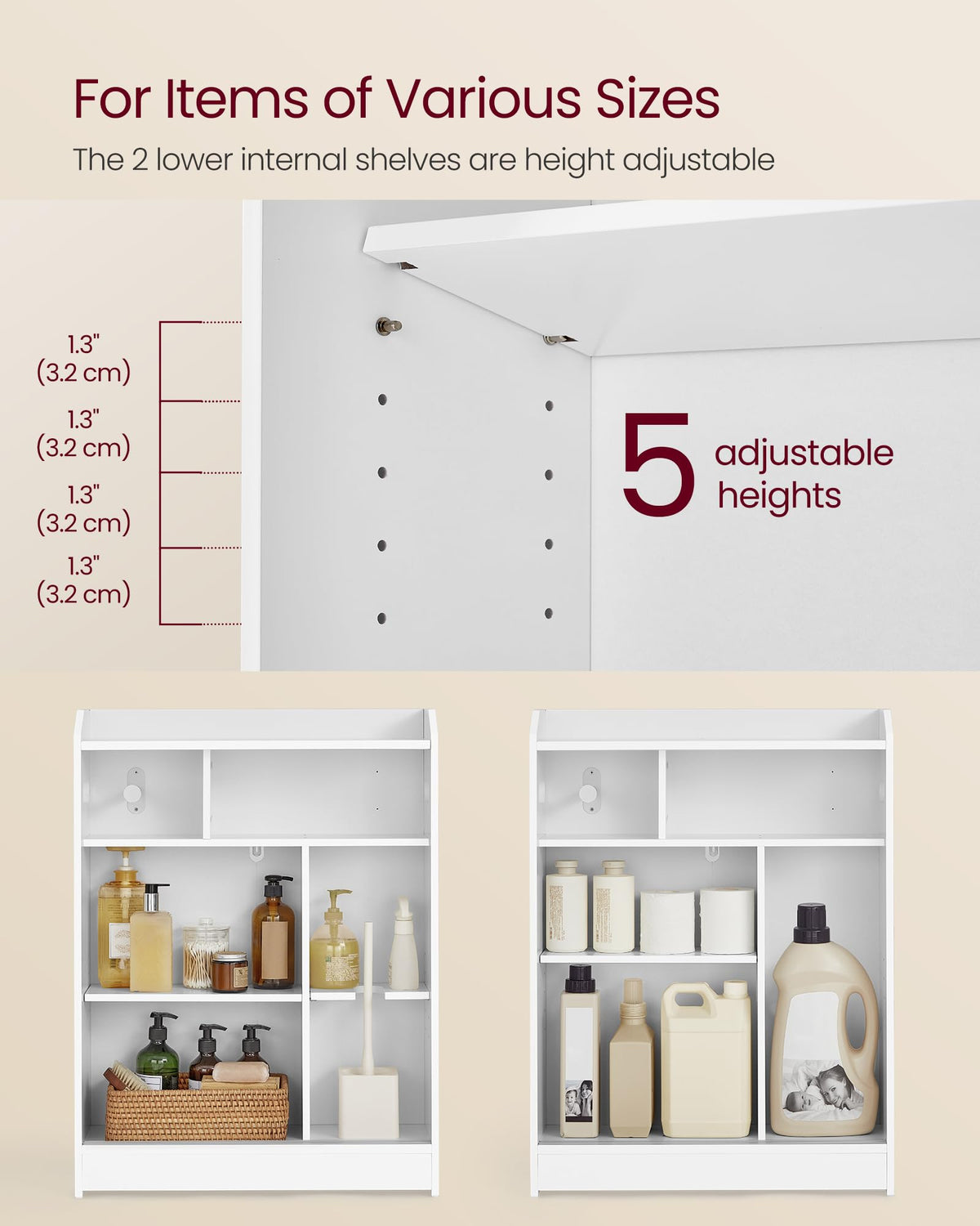 Slim Bathroom Storage Cabinet with Sliding Doors J6269