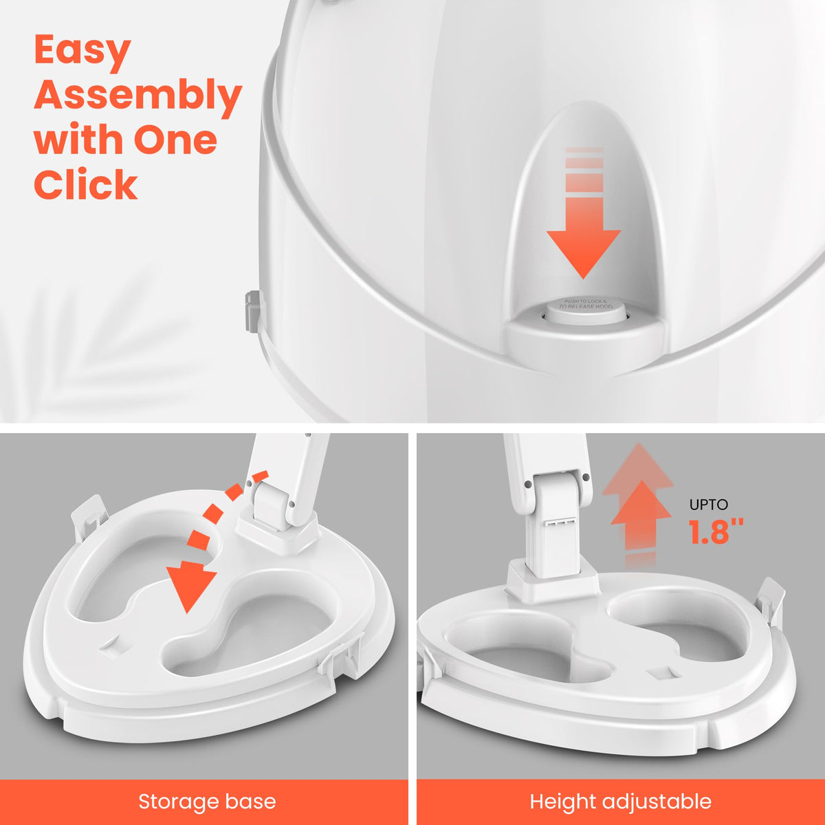 Portable Height Adjustable Hooded Hair Dryer White C14775