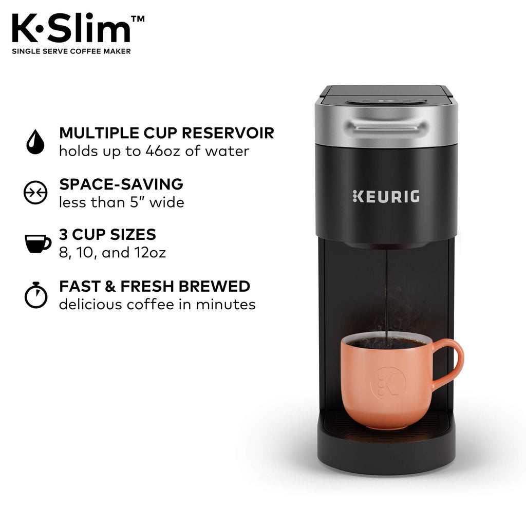 Single Serve K-Cup Pod Coffee Maker, 3 Brew Sizes, 46oz Removable Reservoir, Black O8407