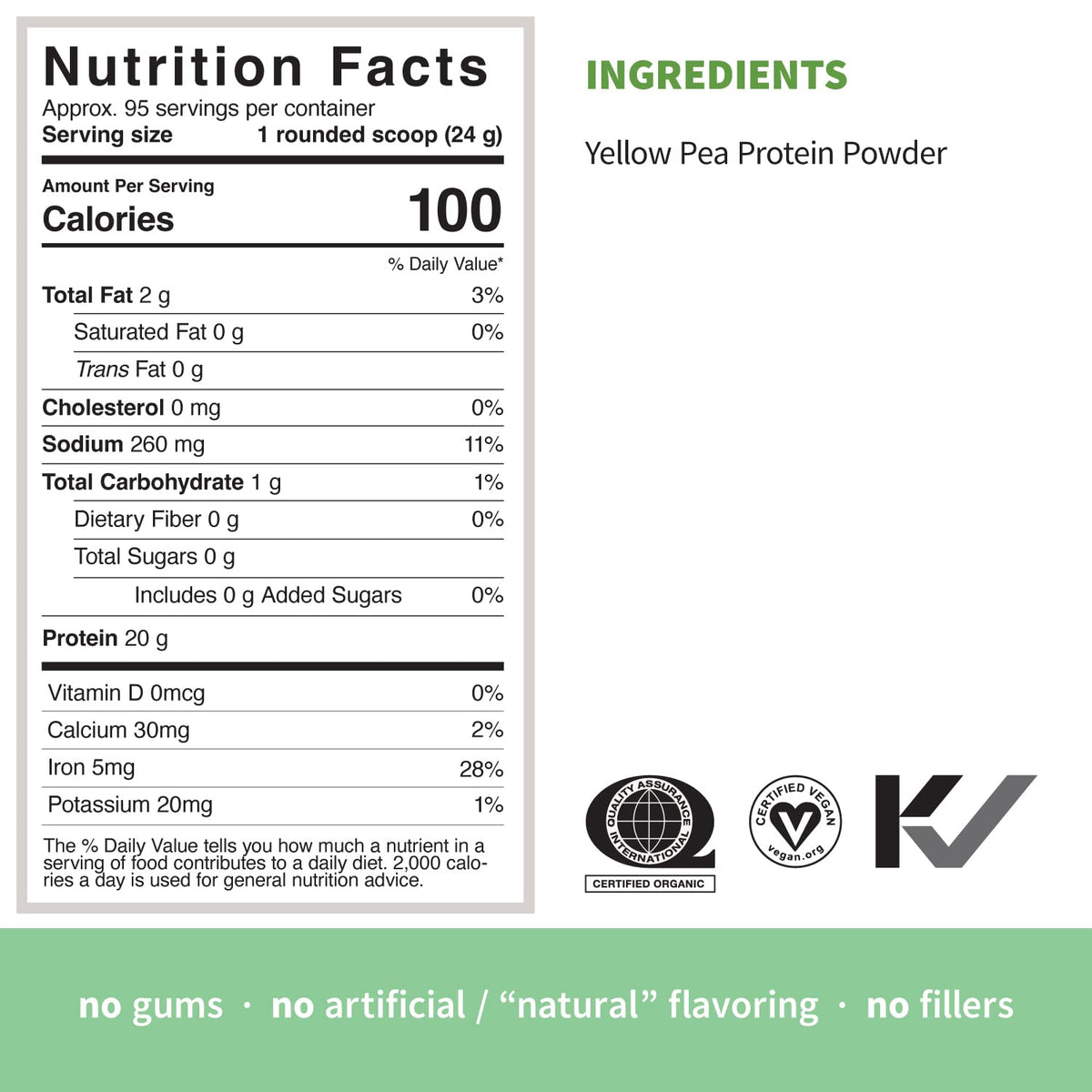 Organic Pea Protein Powder, Unflavored, 5 Pound P2279