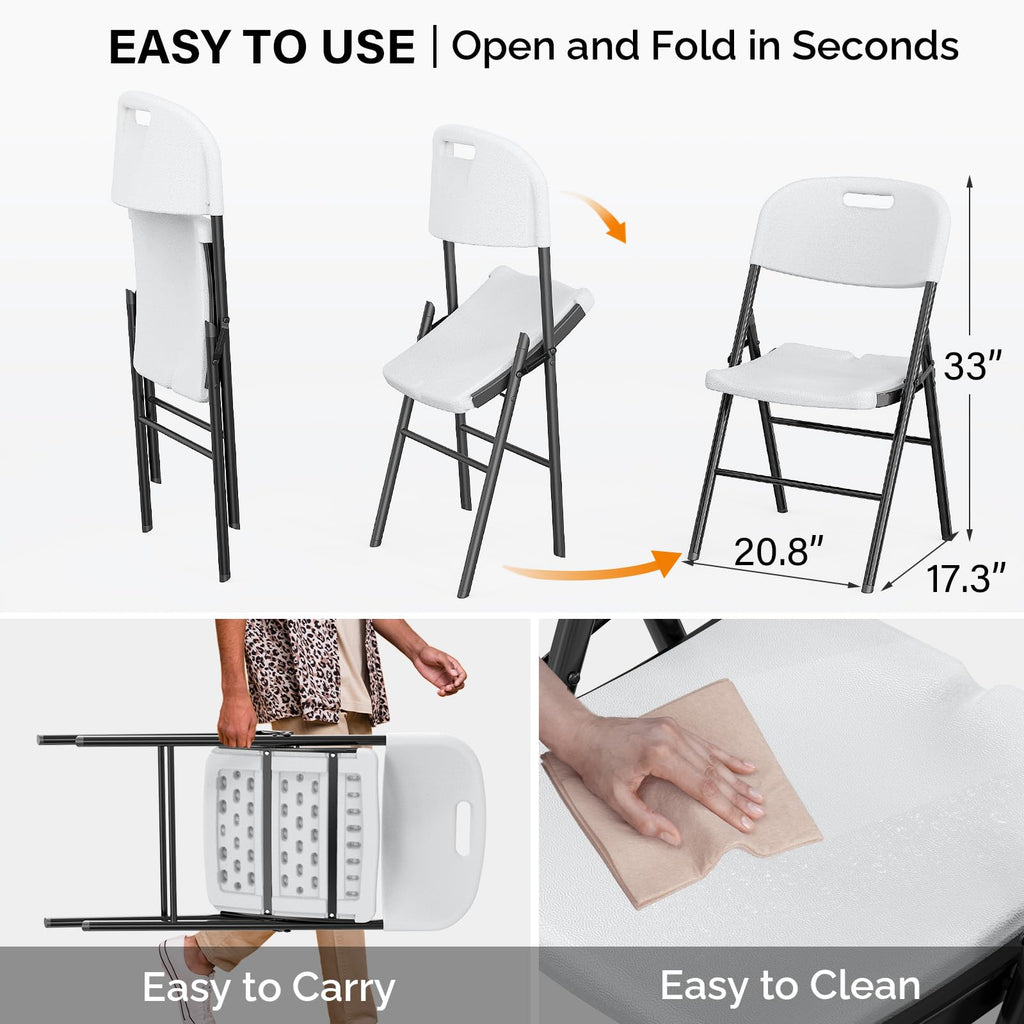 White 10 Pack HDPE Folding Chairs with Steel Frame I862