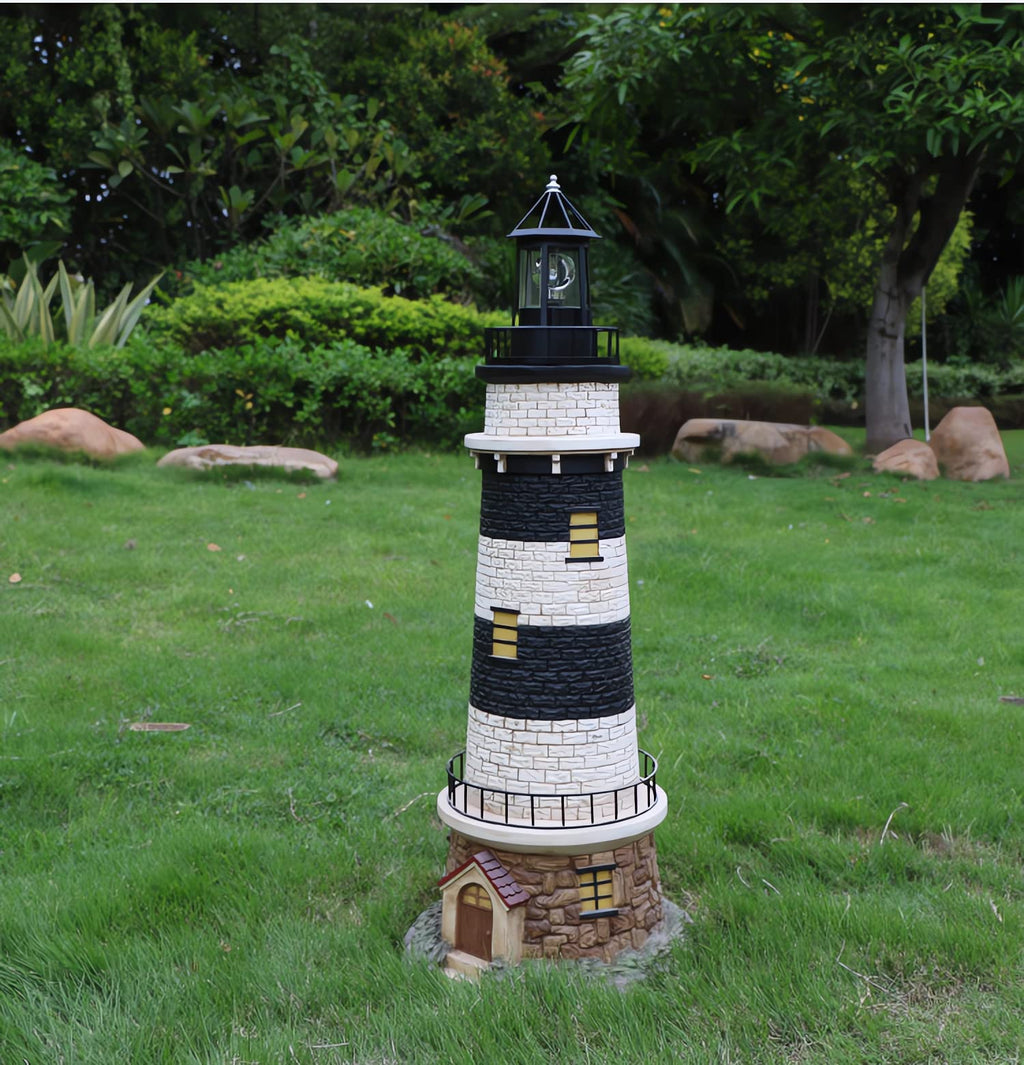 Black Solar Rotating Lighthouse Lamp J845